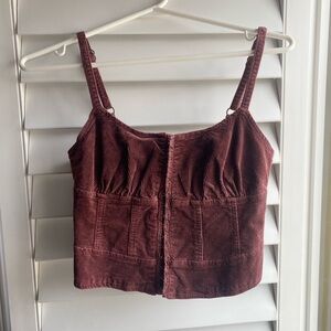 Corduroy Button-Front Tank Top - Brown